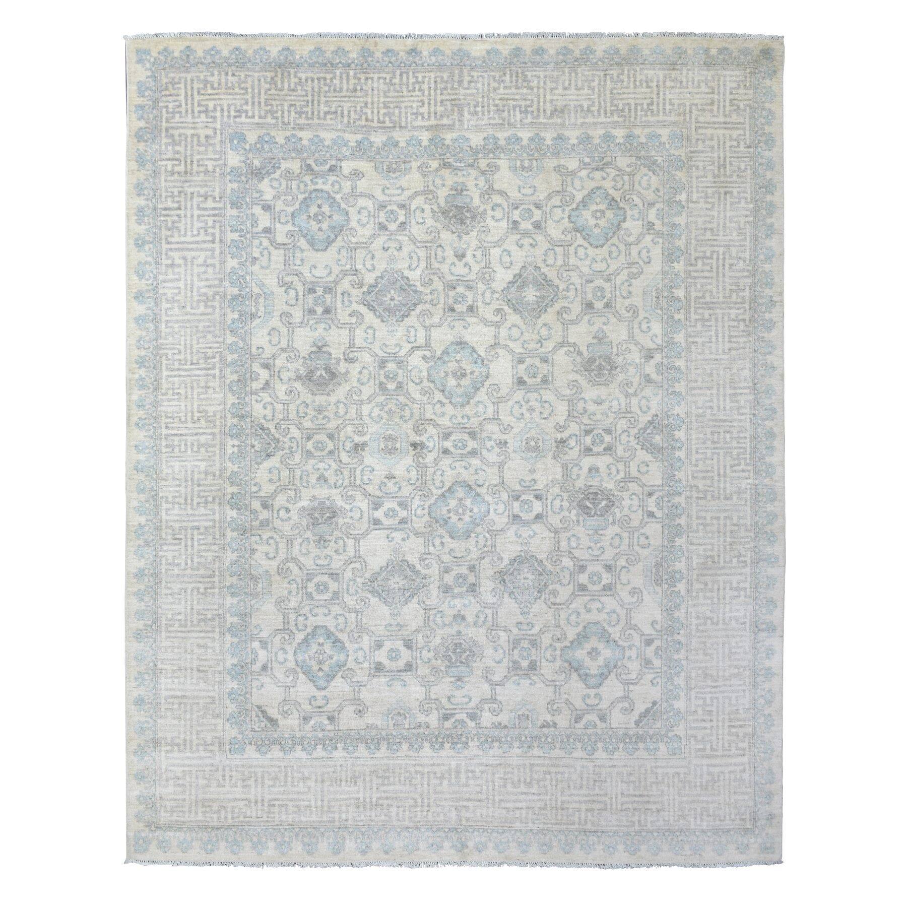 Shahbanu Rugs Ivory Milk Wash Peshawar, Pure Wool Natural Dyes Hand